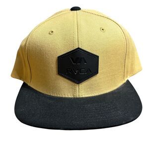 RVCA Commonwealth Snapback Hat Yellow/Black Adjustable Unisex Cap